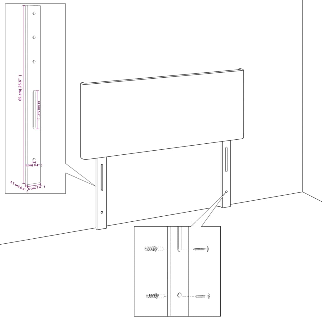 Testiera ad Orecchio Grigio Scuro 147x23x78/88 cm in Tessuto