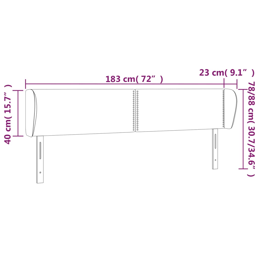 Testiera ad Orecchio Crema 183x23x78/88 cm in Tessuto | homemem39