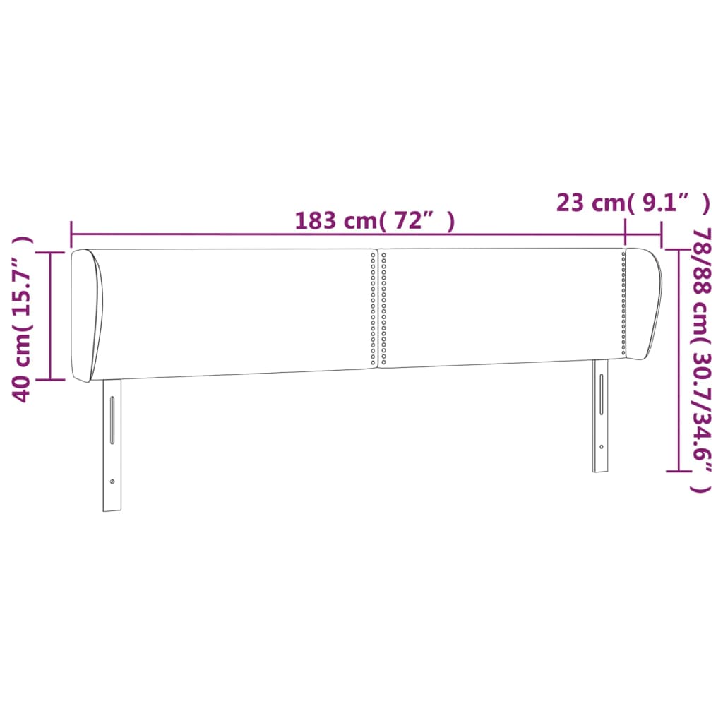 Testiera ad Orecchio Blu 183x23x78/88 cm in Tessuto | homemem39