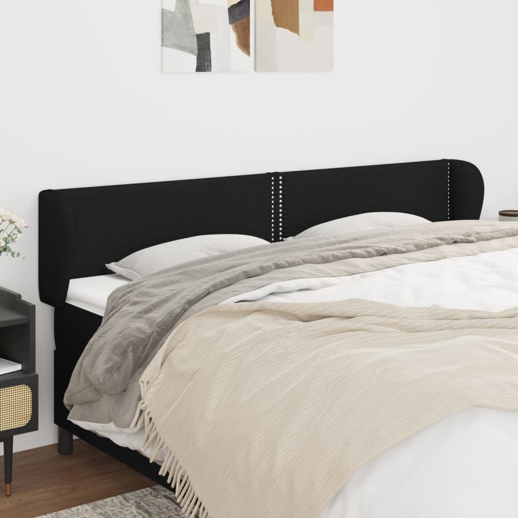 Testiera ad Orecchio Nera 203x23x78/88 cm in Tessuto | homemem39