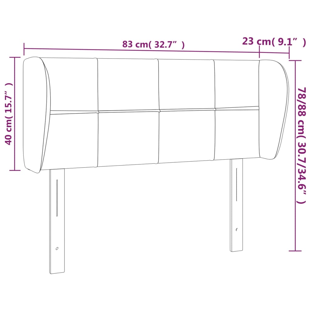 Testiera ad Orecchio Nera 83 x 23 x 78/88 cm in Tessuto
