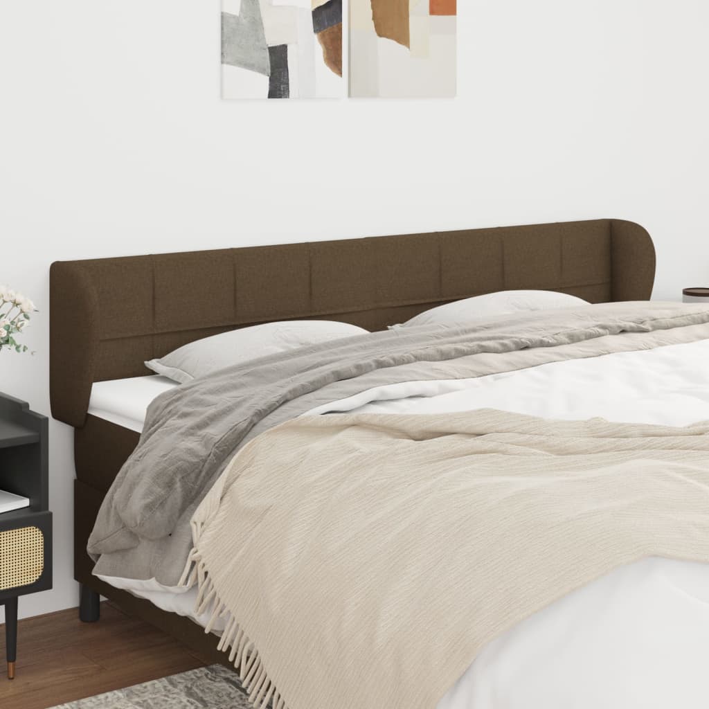 Testiera ad Orecchio Marrone Scuro 203x23x78/88 cm in Tessuto | homemem39