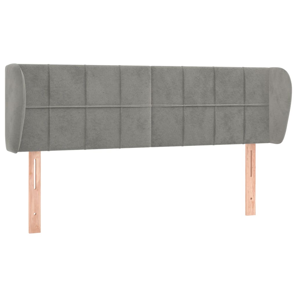 Testiera ad Orecchio Grigio Chiaro 147x23x78/88 cm in Velluto - homemem39