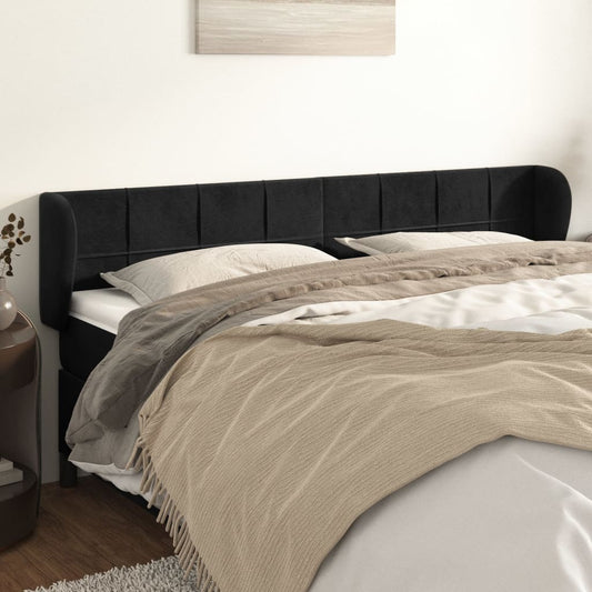 Testiera ad Orecchio Nera 163x23x78/88 cm in Velluto | homemem39