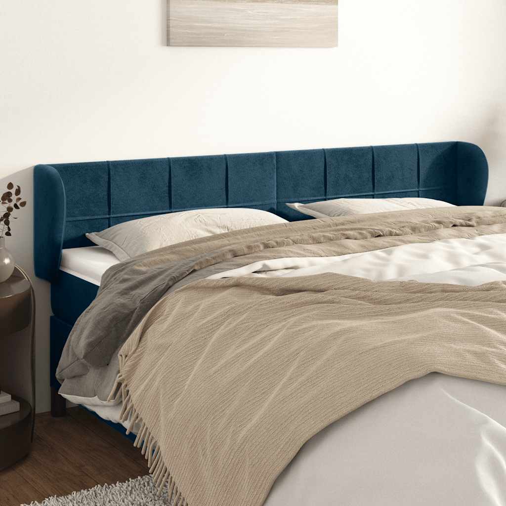 Testiera ad Orecchio Blu Scuro 163x23x78/88 cm in Velluto | homemem39