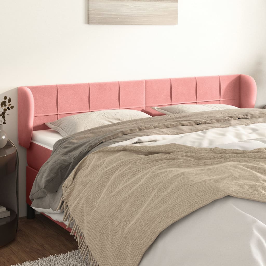 Testiera ad Orecchio Rosa 163x23x78/88 cm in Velluto | homemem39