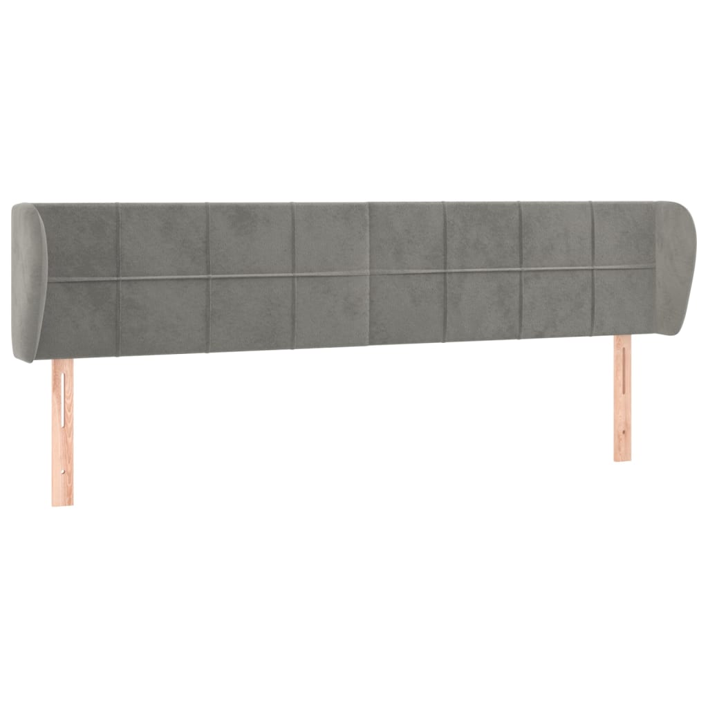 Testiera ad Orecchio Grigio Chiaro 183x23x78/88 cm in Velluto | homemem39
