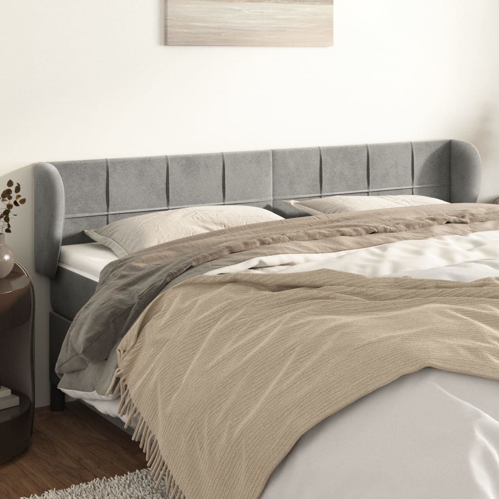 Testiera ad Orecchio Grigio Chiaro 183x23x78/88 cm in Velluto | homemem39