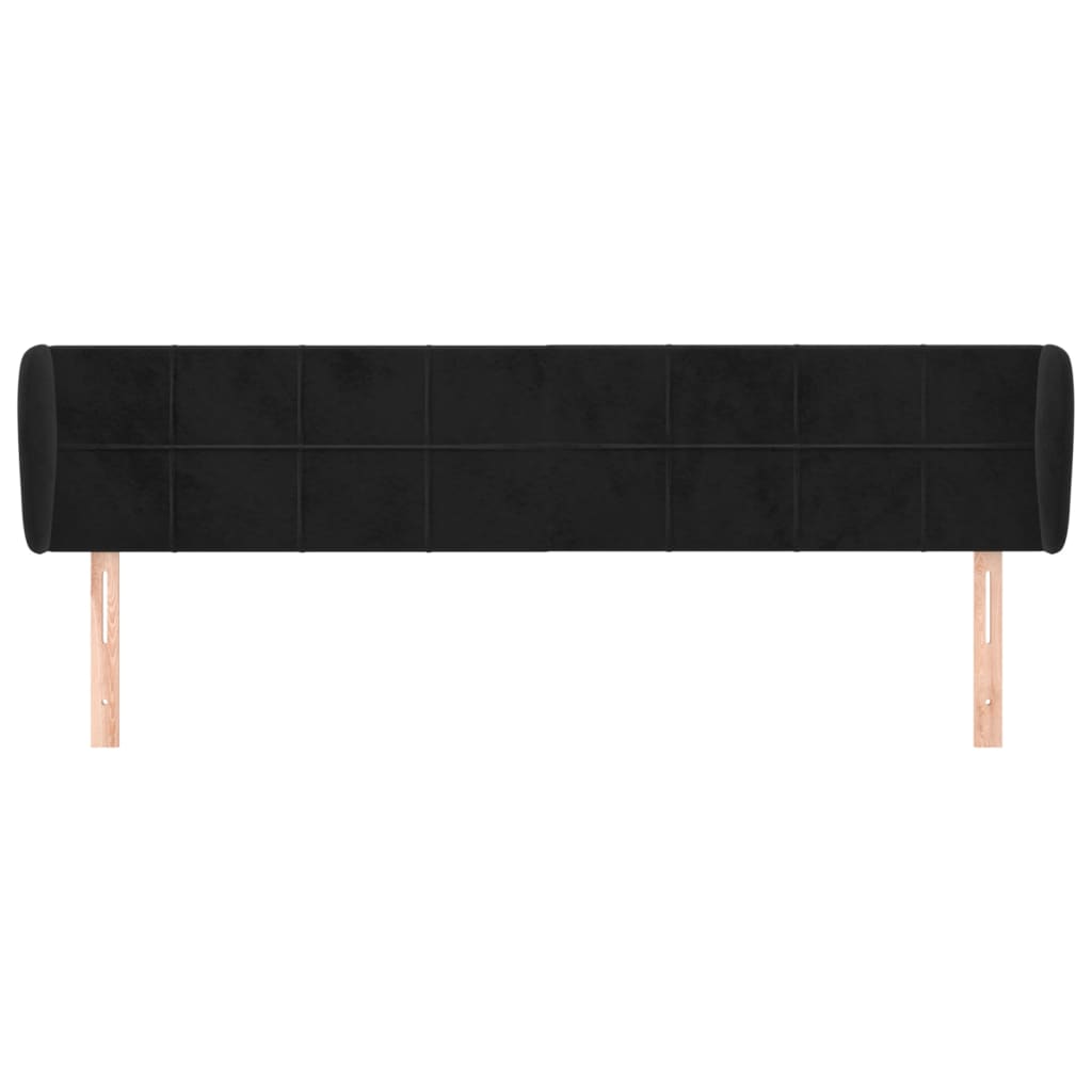 Testiera ad Orecchio Nera 183x23x78/88 cm in Velluto | homemem39