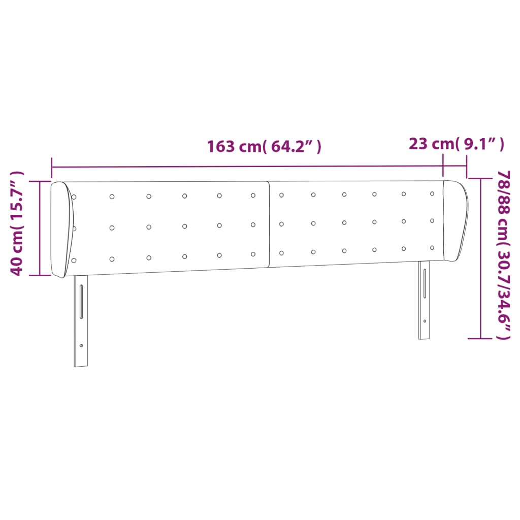 Testiera ad Orecchio Cappuccino 163x23x78/88 cm in Similpelle