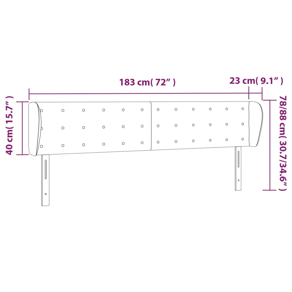 Testiera ad Orecchio Nera 183x23x78/88 cm in Similpelle | homemem39