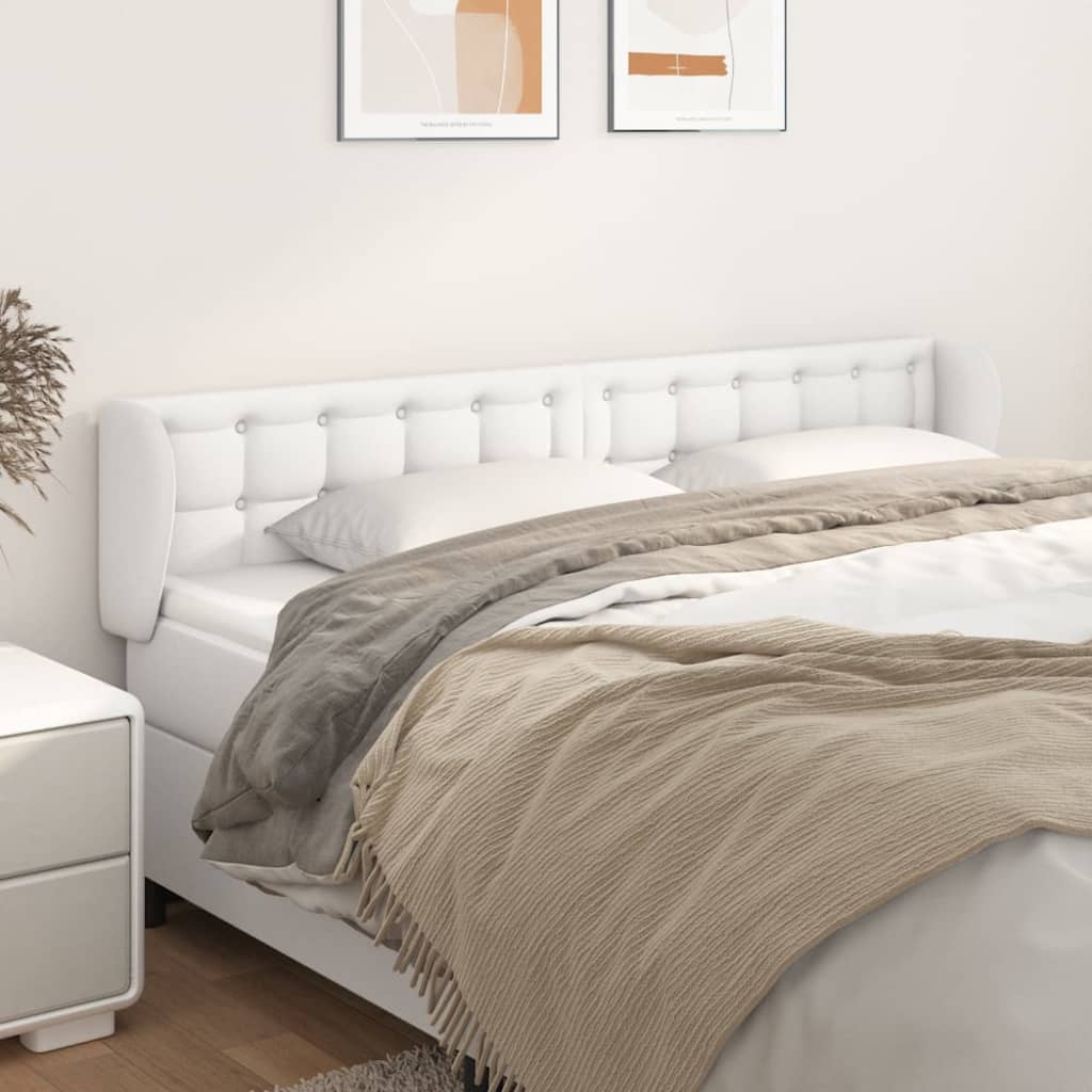 Testiera ad Orecchio Bianca 183x23x78/88 cm in Similpelle | homemem39
