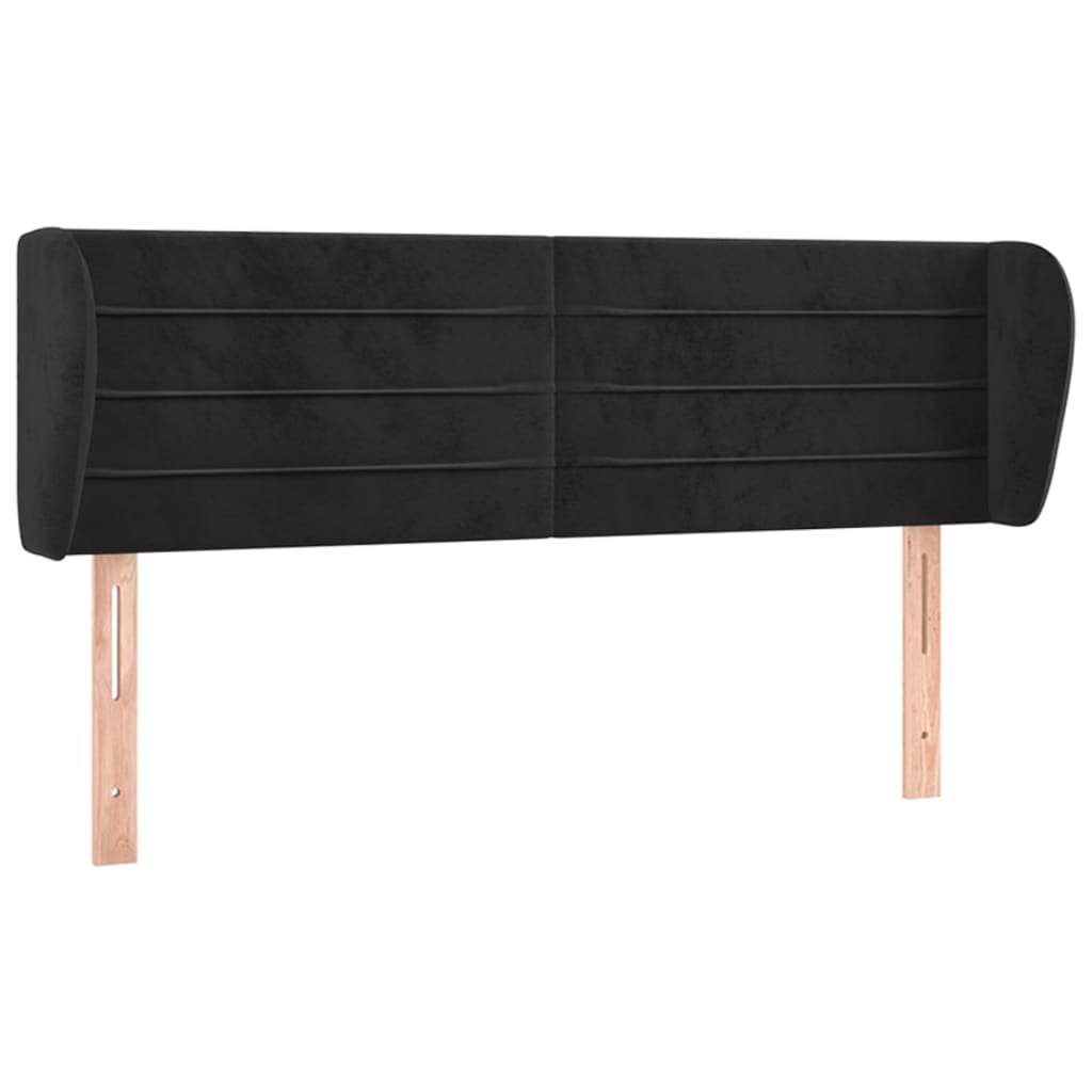 Testiera ad Orecchio Nera 147x23x78/88 cm in Velluto | homemem39