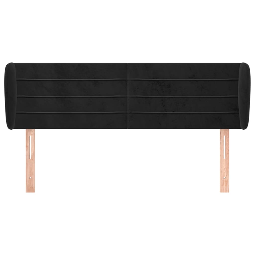 Testiera ad Orecchio Nera 147x23x78/88 cm in Velluto | homemem39