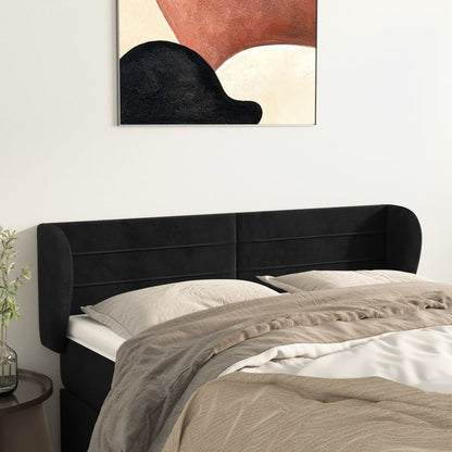 Testiera ad Orecchio Nera 147x23x78/88 cm in Velluto | homemem39