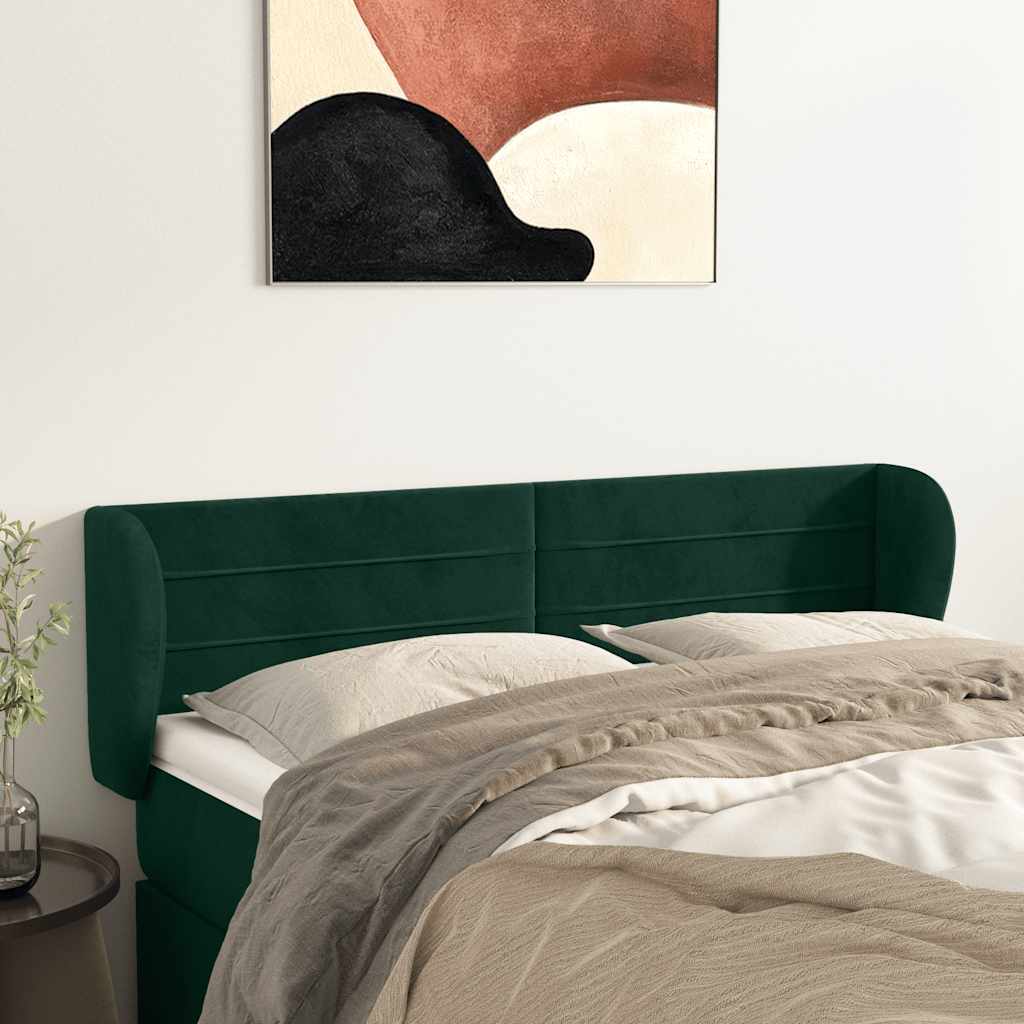 Testiera ad Orecchio Verde Scuro 147x23x78/88 cm in Velluto | homemem39