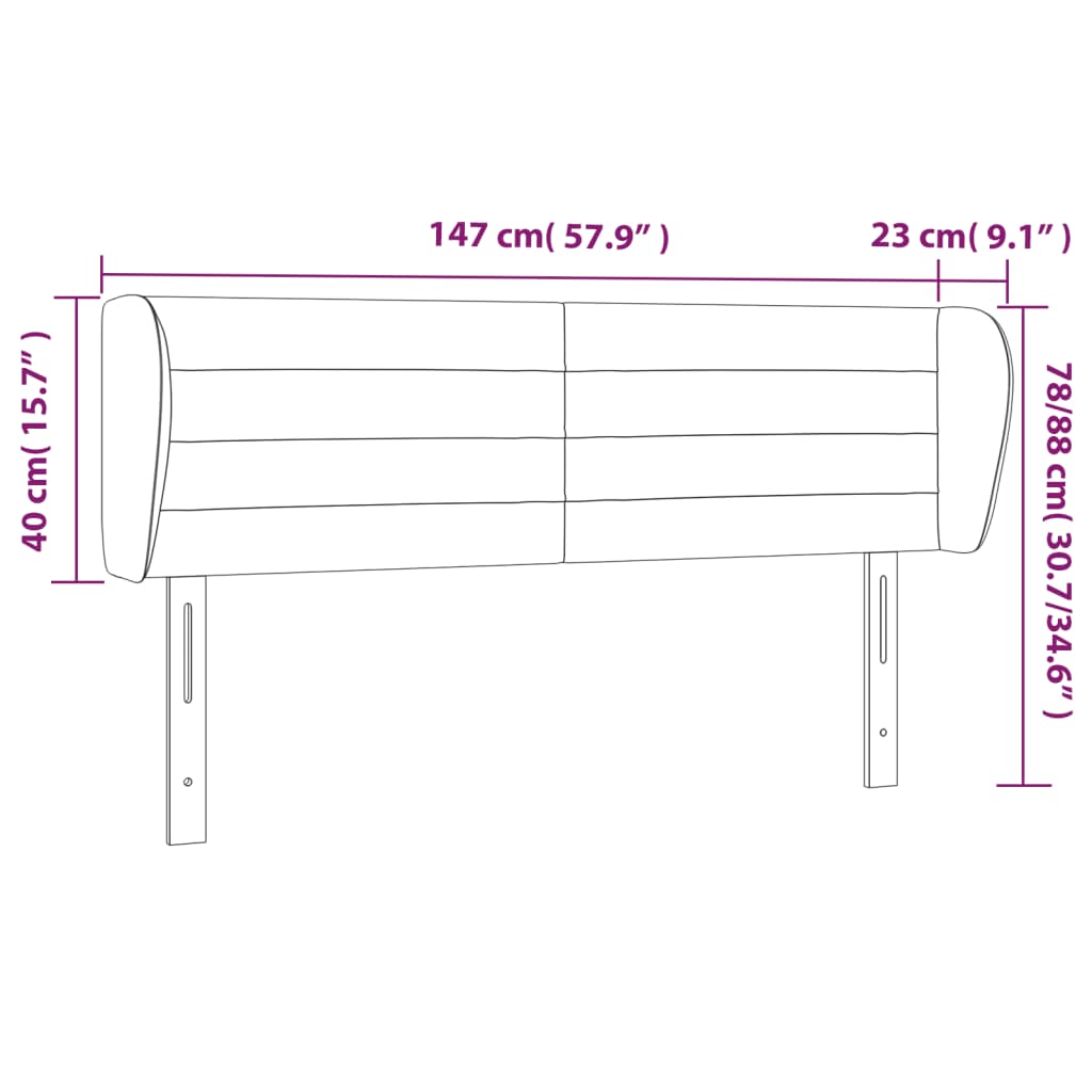 Testiera ad Orecchio Rosa 147x23x78/88 cm in Velluto | homemem39
