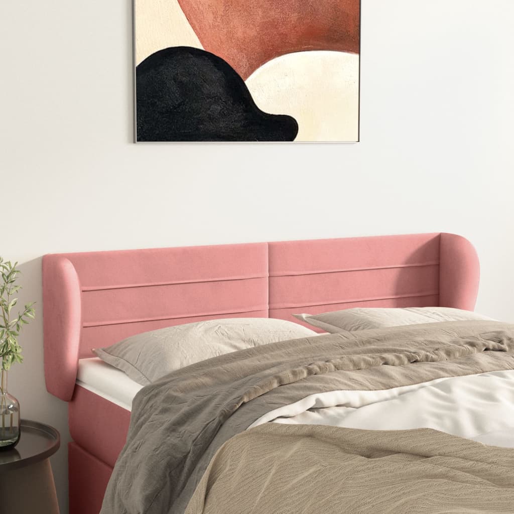 Testiera ad Orecchio Rosa 147x23x78/88 cm in Velluto | homemem39