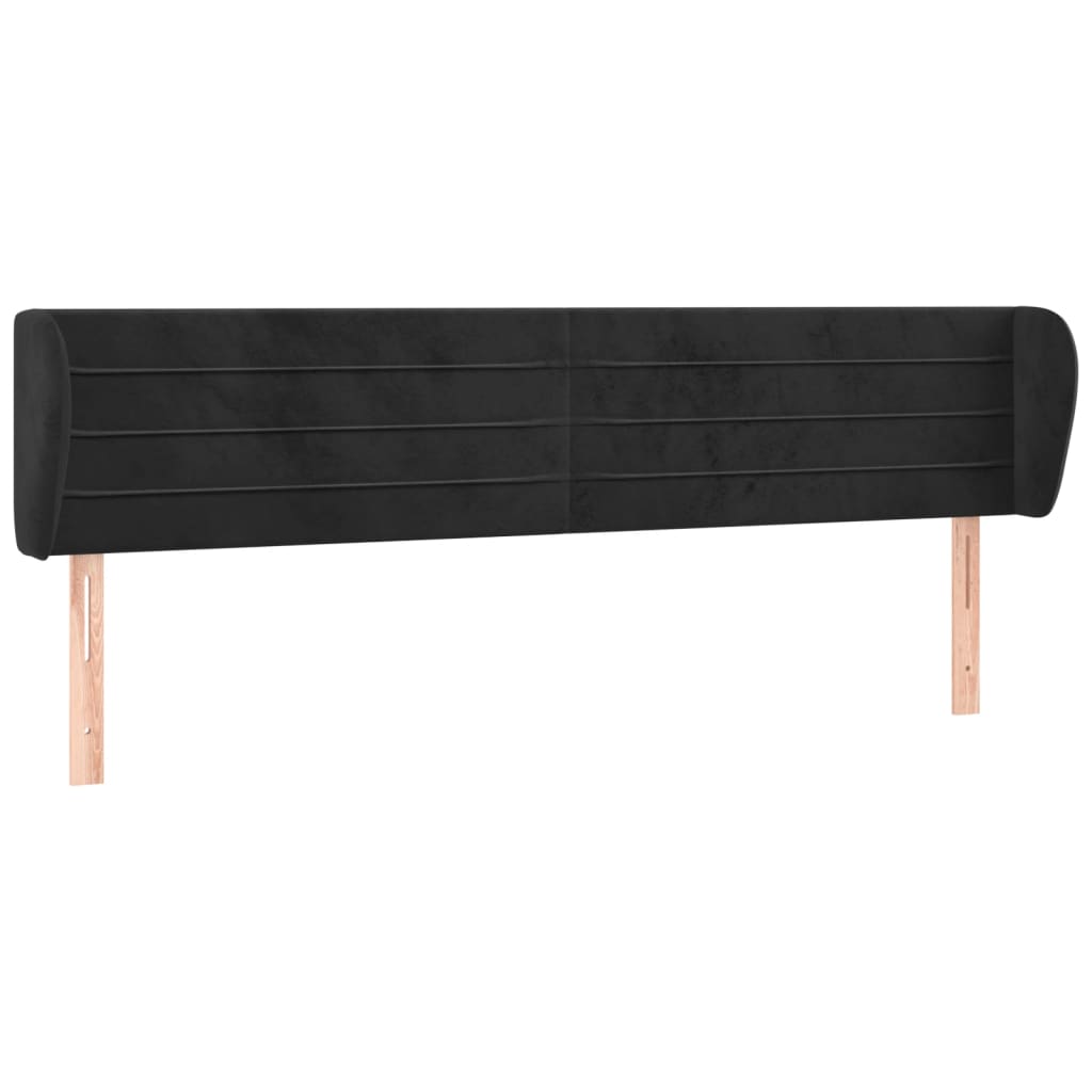 Testiera ad Orecchio Nera 163x23x78/88 cm in Velluto | homemem39