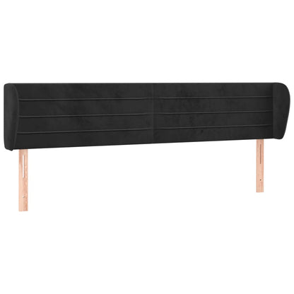 Testiera ad Orecchio Nera 163x23x78/88 cm in Velluto | homemem39