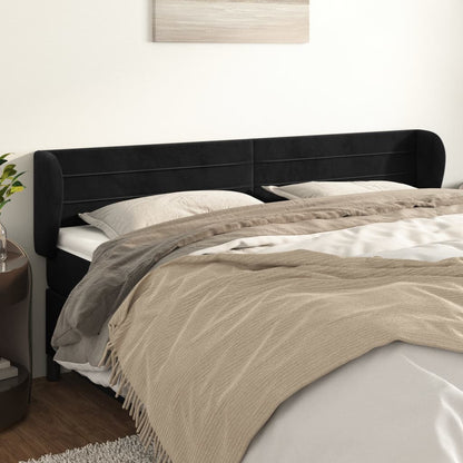 Testiera ad Orecchio Nera 163x23x78/88 cm in Velluto | homemem39