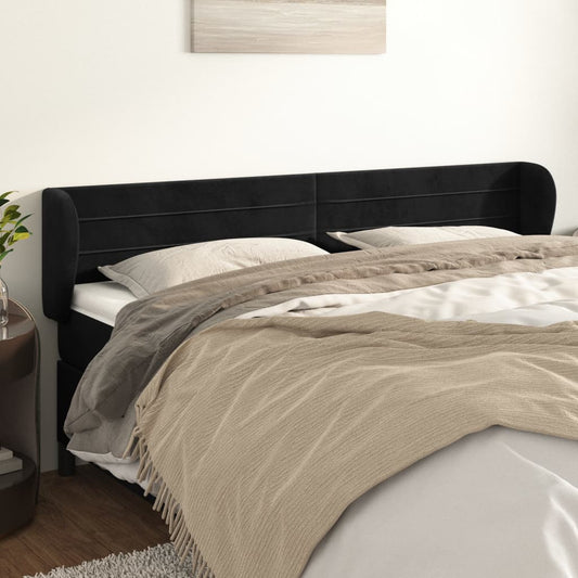 Testiera ad Orecchio Nera 163x23x78/88 cm in Velluto | homemem39
