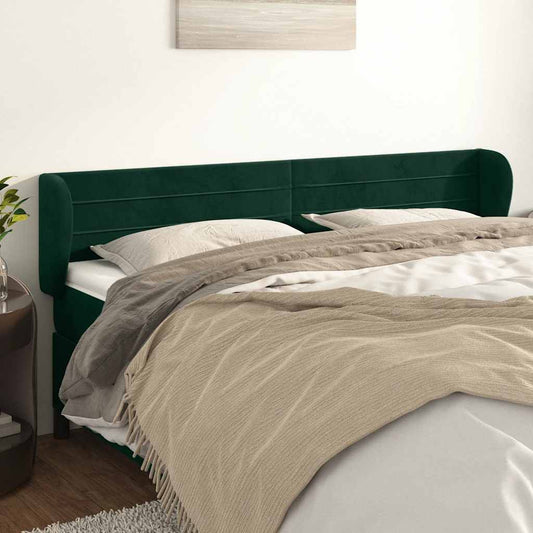 Testiera ad Orecchio Verde Scuro 163x23x78/88 cm in Velluto