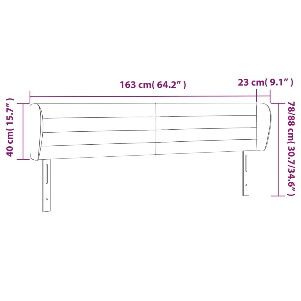 Testiera ad Orecchio Rosa 163x23x78/88 cm in Velluto | homemem39