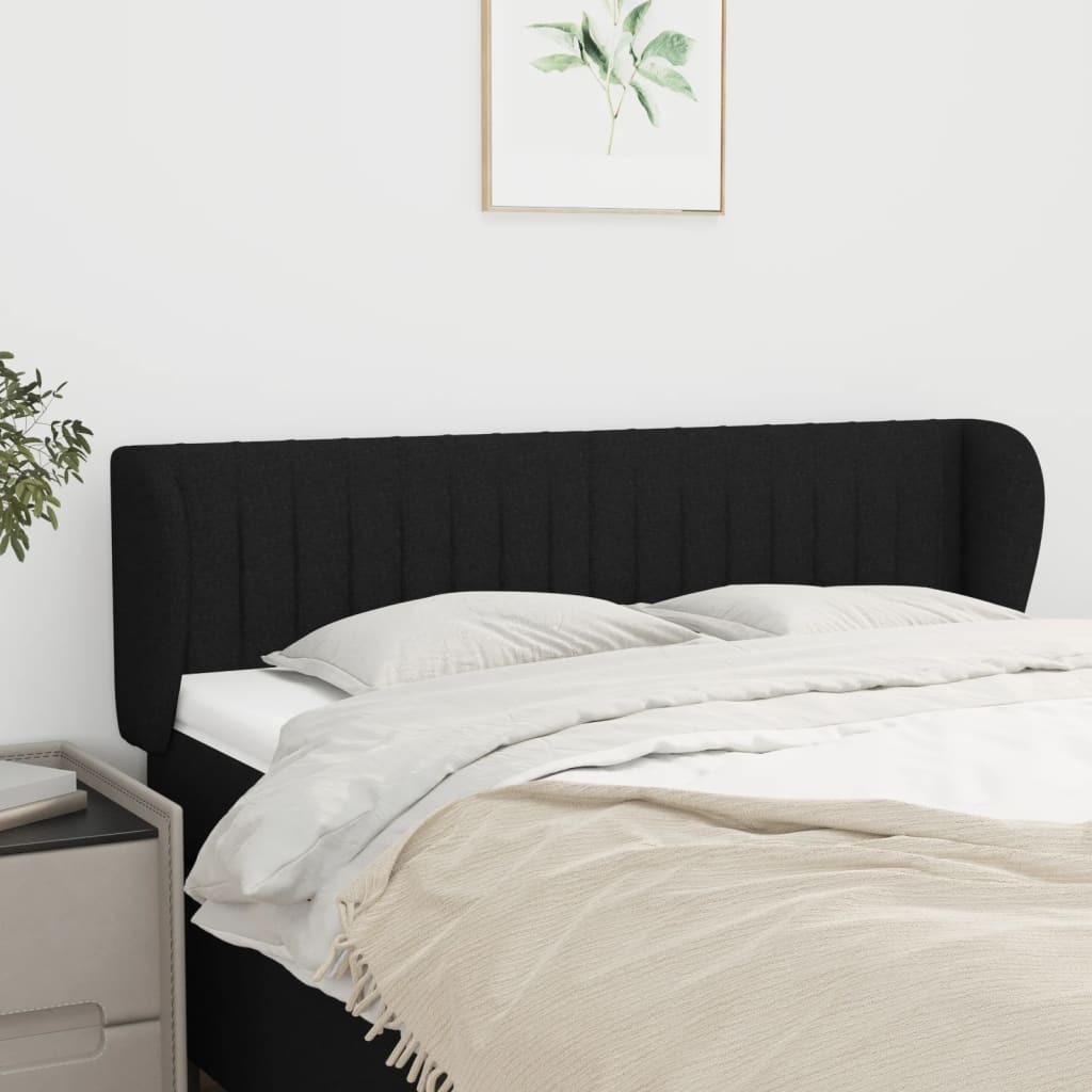 Testiera ad Orecchio Nera 147x23x78/88 cm in Tessuto | homemem39