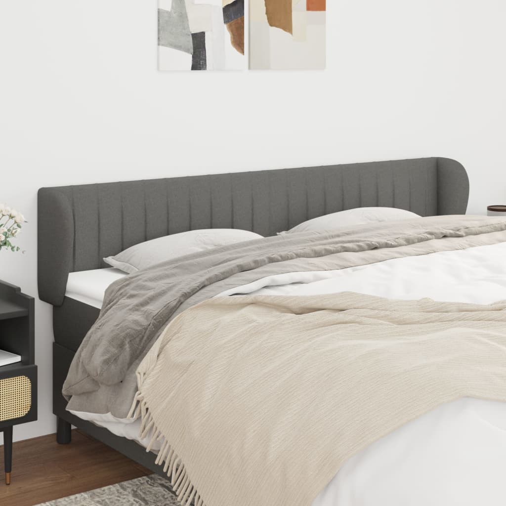 Testiera ad Orecchio Grigio Scuro 163x23x78/88 cm in Tessuto | homemem39