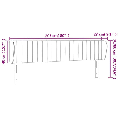 Testiera ad Orecchio Grigio Scuro 203x23x78/88 cm in Tessuto - homemem39