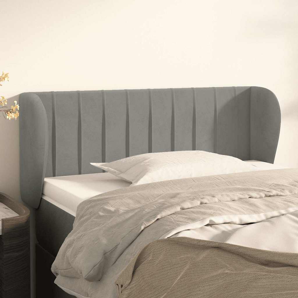 Testiera ad Orecchio Grigio Chiaro 103x23x78/88 cm in Velluto | homemem39