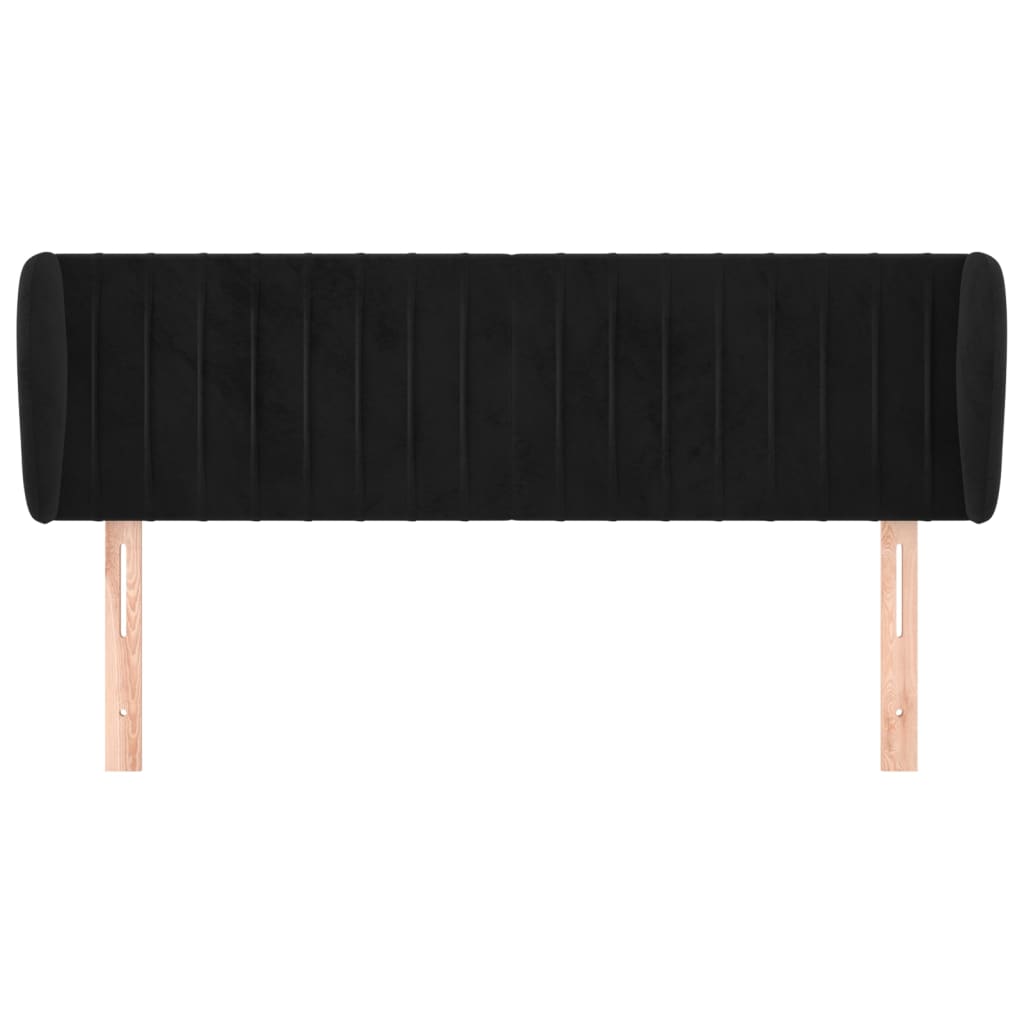 Testiera ad Orecchio Nera 147x23x78/88 cm in Velluto - homemem39