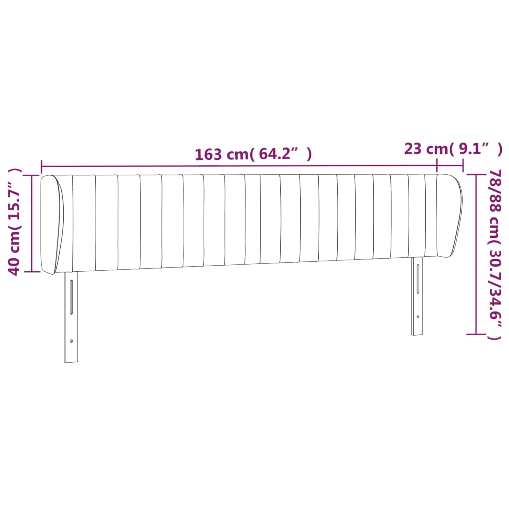 Testiera ad Orecchio Grigio Chiaro 163x23x78/88 cm in Velluto | homemem39