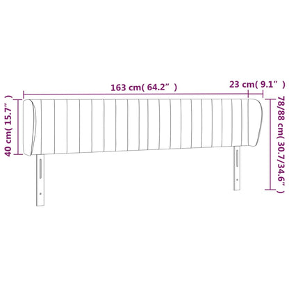 Testiera ad Orecchio Grigio Chiaro 163x23x78/88 cm in Velluto | homemem39