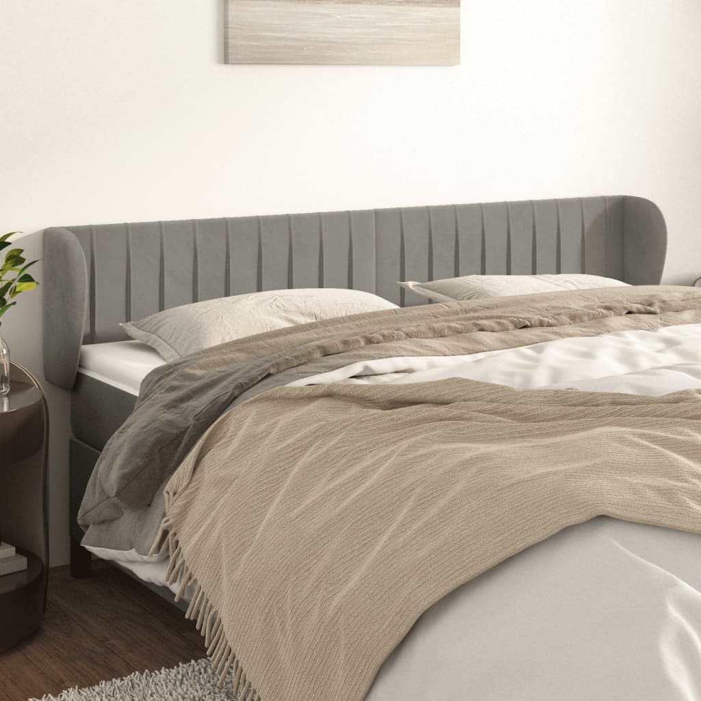 Testiera ad Orecchio Grigio Chiaro 163x23x78/88 cm in Velluto | homemem39
