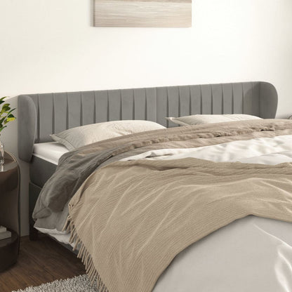 Testiera ad Orecchio Grigio Chiaro 163x23x78/88 cm in Velluto | homemem39