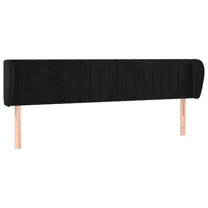 Testiera ad Orecchio Nera 203x23x78/88 cm in Velluto
