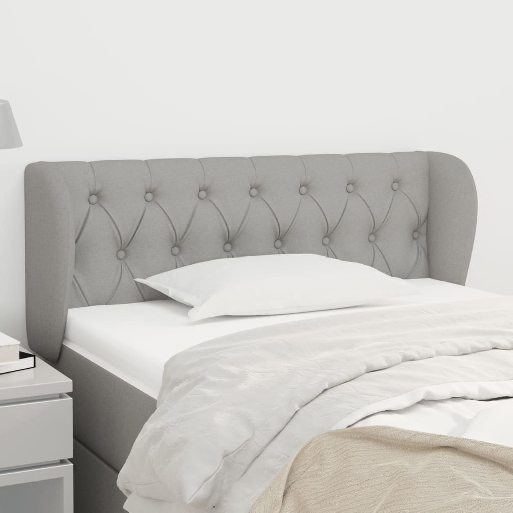 Testiera ad Orecchio Grigio Chiaro 103x23x78/88 cm in Tessuto | homemem39