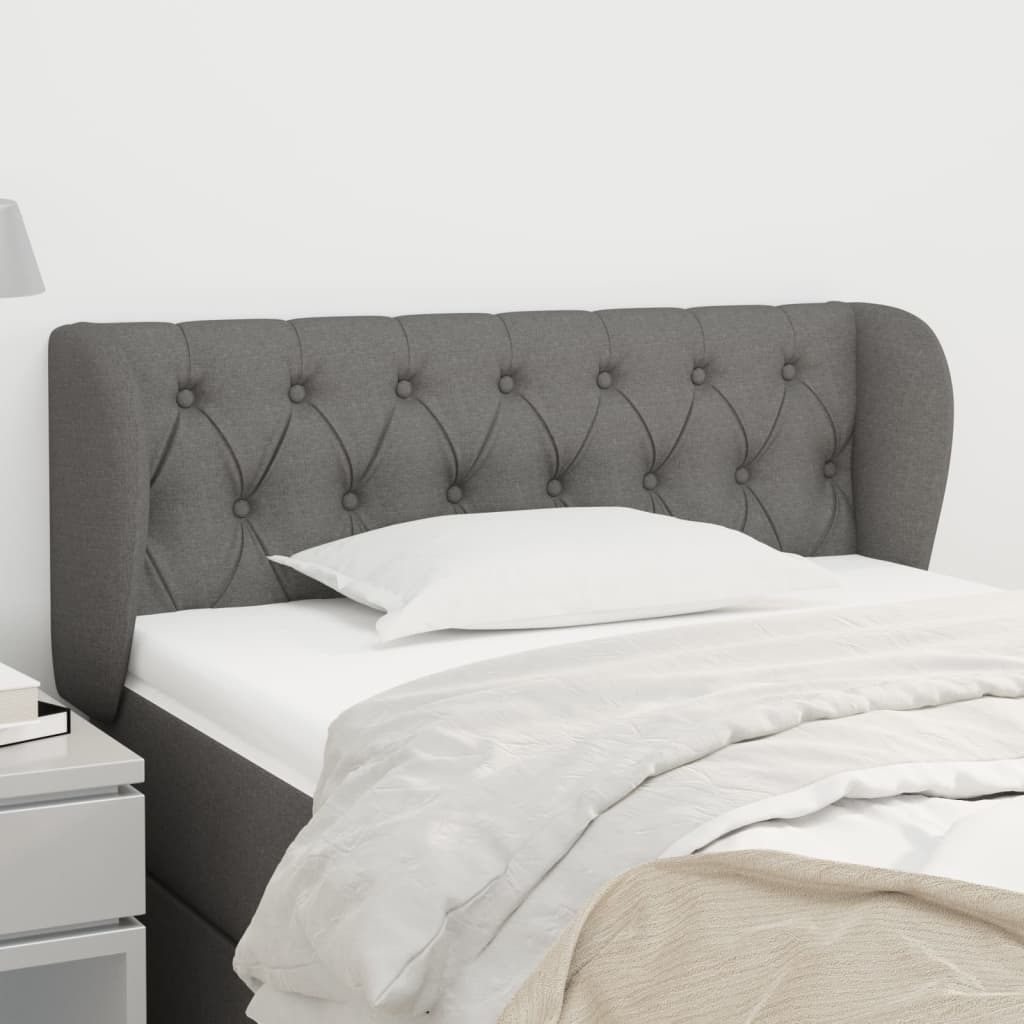 Testiera ad Orecchio Grigio Scuro 103x23x78/88 cm in Tessuto | homemem39