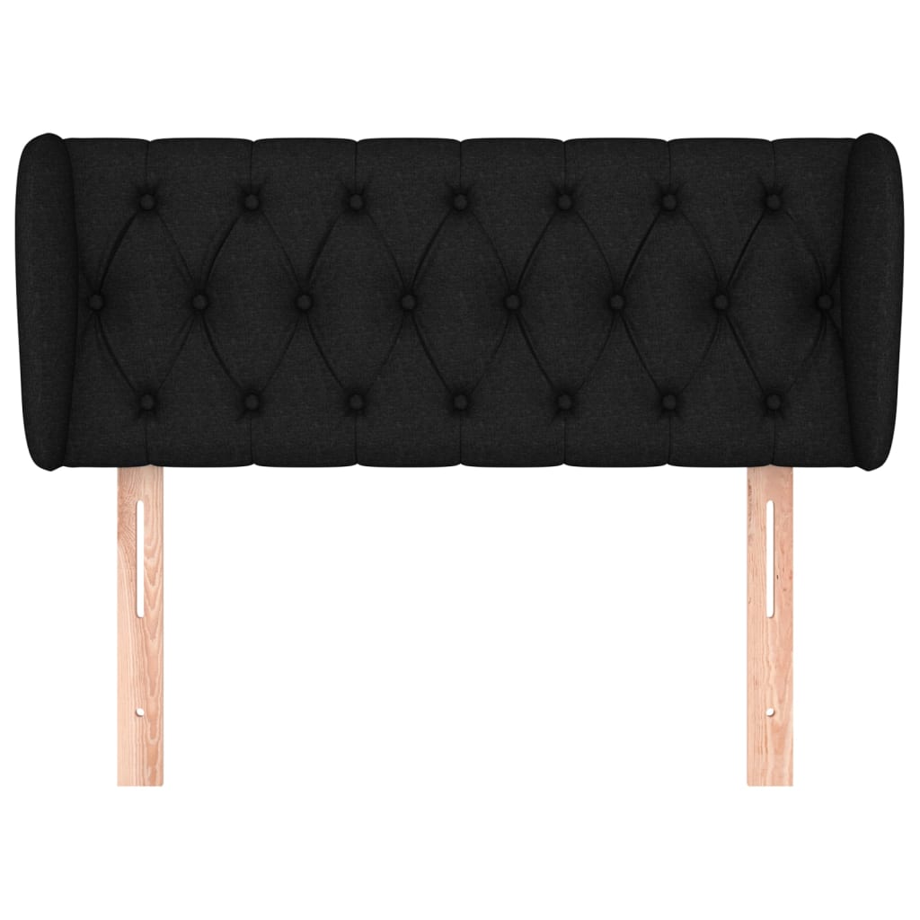 Testiera ad Orecchio Nera 103x23x78/88 cm in Tessuto | homemem39