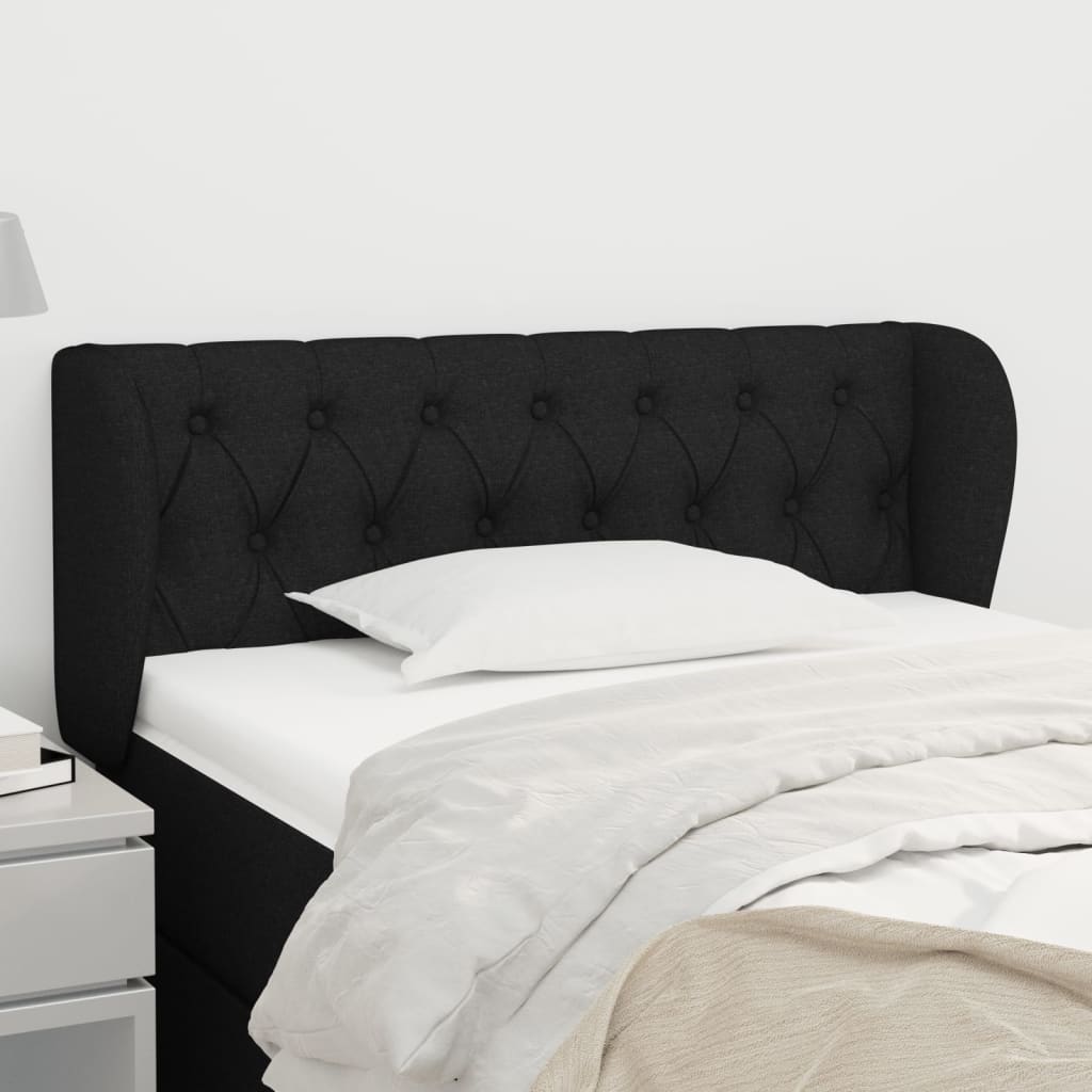 Testiera ad Orecchio Nera 103x23x78/88 cm in Tessuto | homemem39