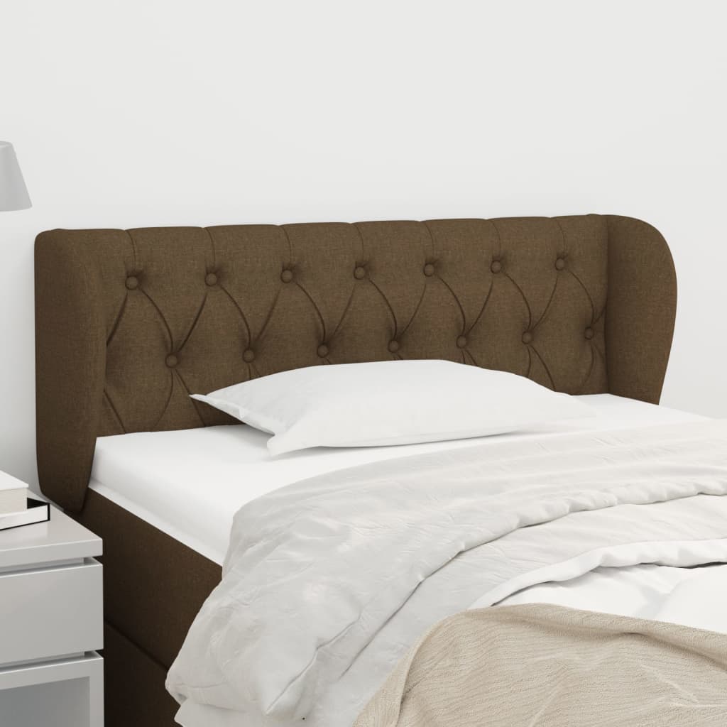 Testiera ad Orecchio Marrone Scuro 103x23x78/88 cm in Tessuto | homemem39