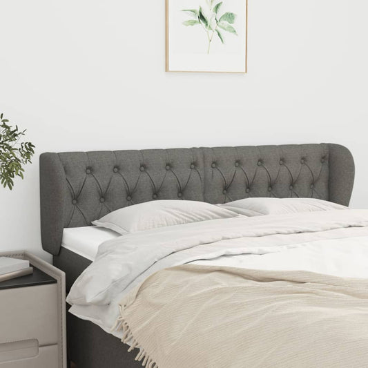Testiera ad Orecchio Grigio Scuro 147x23x78/88 cm in Tessuto | homemem39