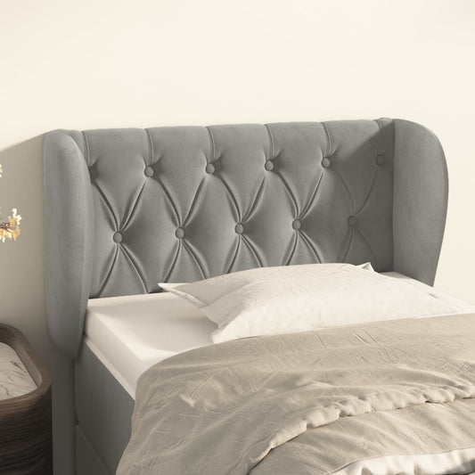 Testiera ad Orecchio Grigio Chiaro 83x23x78/88 cm in Velluto | homemem39
