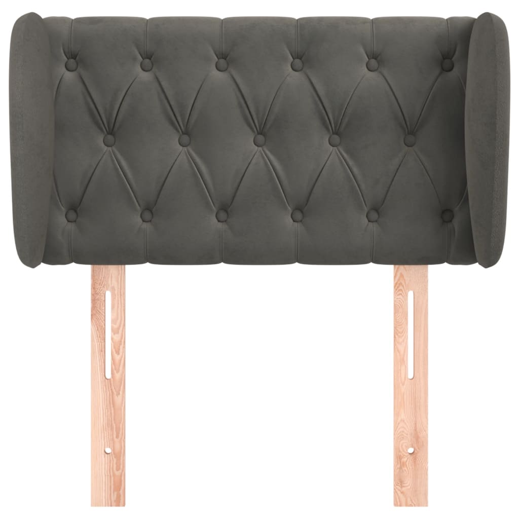 Testiera ad Orecchio Grigio Scuro 83x23x78/88 cm in Velluto | homemem39