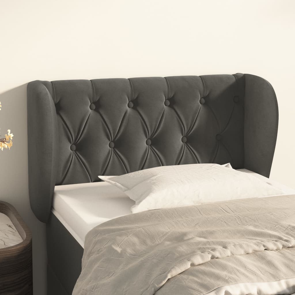 Testiera ad Orecchio Grigio Scuro 83x23x78/88 cm in Velluto | homemem39