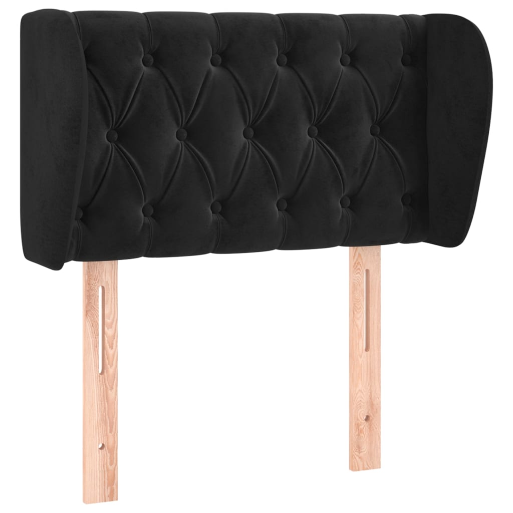 Testiera ad Orecchio Nera 83 x 23 x 78/88 cm in Velluto | homemem39