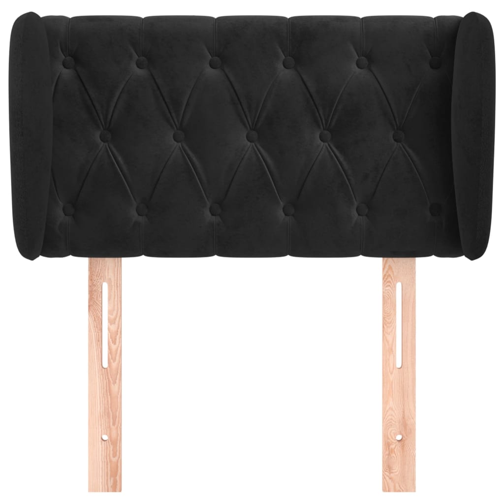 Testiera ad Orecchio Nera 83 x 23 x 78/88 cm in Velluto | homemem39