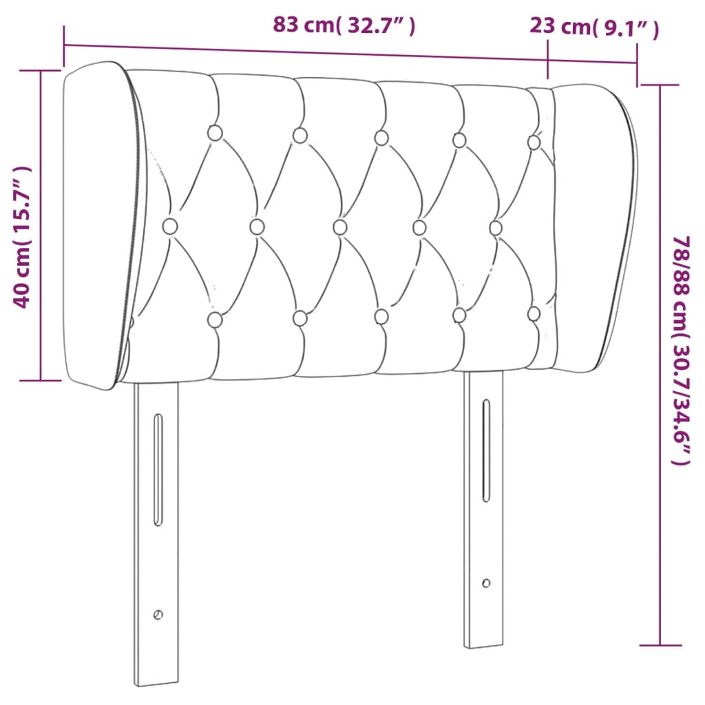 Testiera ad Orecchio Rosa 83x23x78/88 cm in Velluto | homemem39